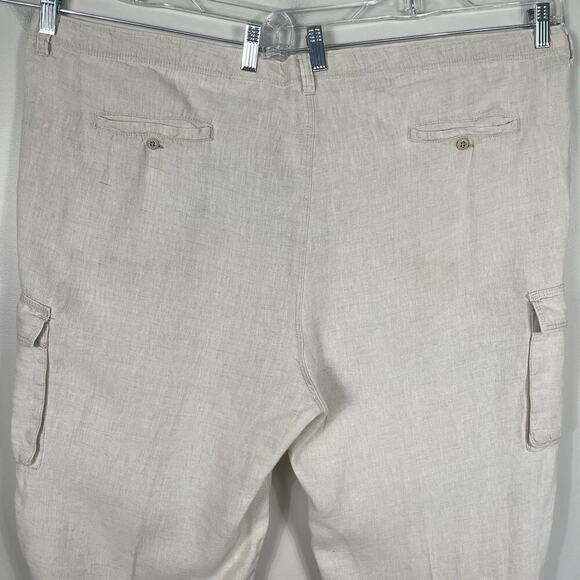Tommy Bahama 100% Linen Pants Men 2XL (46X33) Beige Cargo Drawstring Relax Beach - Picture 9 of 11